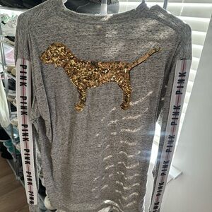 PINK Victoria's Secret Heather Gray Long Sleeve Top
